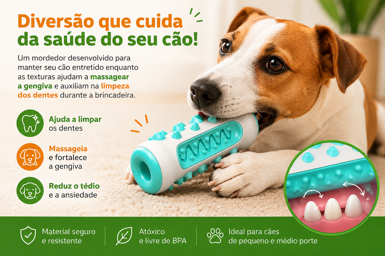 Cachorro utilizando o mordedor MordeZen